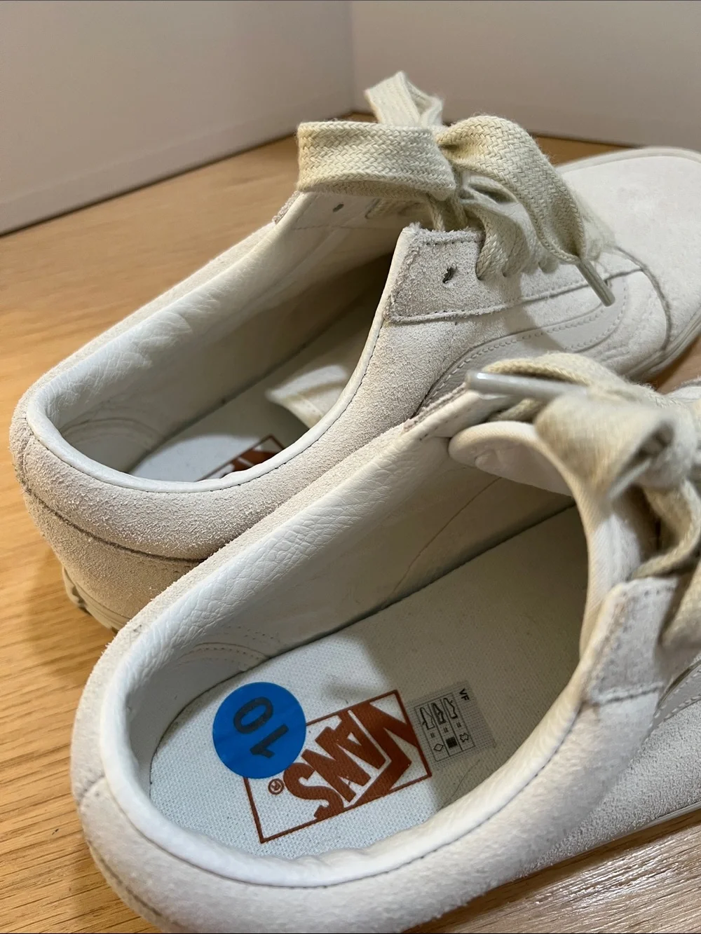 Vans Cream Suede Low-Top Sneakers